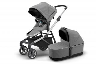 Carucior Thule Sleek + Landou Thule Bassinet Grey Melange