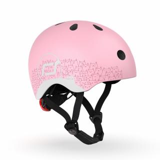 Casca de protectie pentru copii, sistem de reglare magnetic cu led, XXS-S, 45-51 cm, 1 an+, Rose Reflectorizant, Scoot  Ride