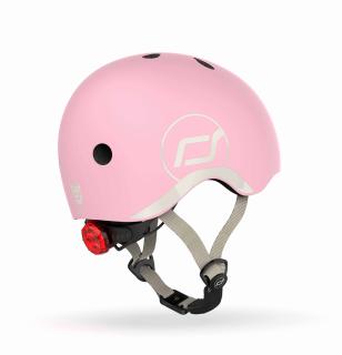 Casca de protectie pentru copii, sistem de reglare magnetic cu led, XXS-S, 45-51 cm, 1 an+, Rose, Scoot  Ride