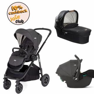 Joie - Carucior 3 in 1 multifunctional  Versatrax Shale cu landou Ramble  +  Scoica auto i-Snug 2 cu tetiera reglabila, 40-75 cm,Shale ( testata ADAC si certificata R129)