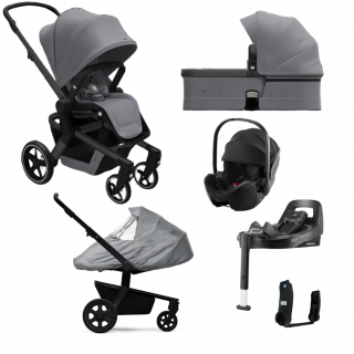 Pachet carucior pentru copii, 4 in 1 cu accesorii incluse, Joolz, Hub+, stone grey