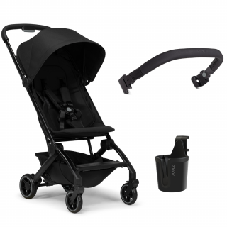 Pachet promotional - Carucior  Joolz Aer+ cu bara pliabila si suport de pahar incluse, Space black