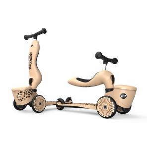 Trotineta copii cu sezut, suport jucarie, transformabila 2in1, HighwayKick 1 Lifestyle Leopard, 1-5 ani, pana la 50 kg, Scoot  Ride