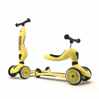 Trotineta copii cu sezut, transformabila 2in1, HighwayKick 1 Lemon, 1-5 ani, pana la 50 kg