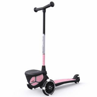 Trotineta copii pliabila cu roti luminoase, suport jucarie, Highwaykick 2 Lifestyle Rose Reflectorizant, 2 ani +, pana la 50 kg