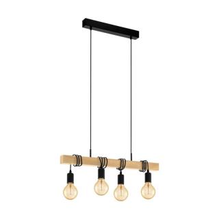 Lustra lemn EGLO TOWNSHEND 1 E27 4X60W, Negru, maro