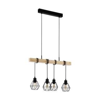 Lustra lemn EGLO TOWNSHEND 5 E27 4X60W, Negru, maro