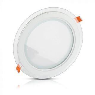 Panou LED 12W cu sticla - Rotund, Alb cald