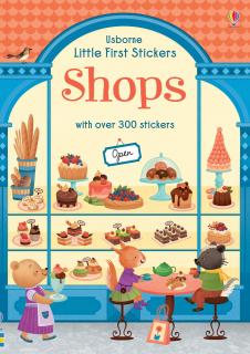 Carte de activitati   Little First Stickers Shops  , format mic, 300 stickers, Usborne
