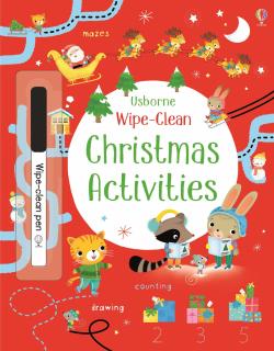 Carte de activitati scrie si sterge   Wipe-Clean Christmas Activities  , reutilizabila, Usborne