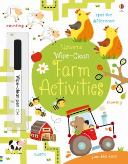 Carte de activitati scrie si sterge   Wipe-Clean Farm Activities  , reutilizabila, Usborne