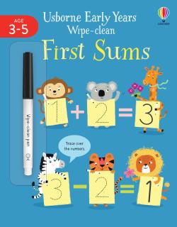 Carte de activitati scrie si sterge   Wipe-clean First Sums  , reutilizabila, Usborne