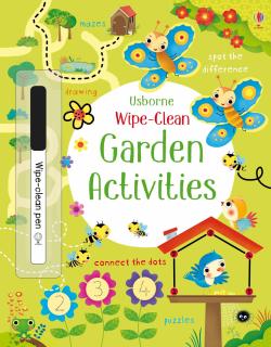 Carte de activitati scrie si sterge   Wipe-Clean Garden Activities  , reutilizabila, Usborne