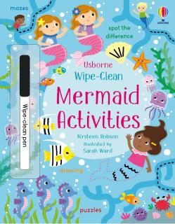 Carte de activitati scrie si sterge   Wipe-clean mermaid activities  , reutilizabila, Usborne