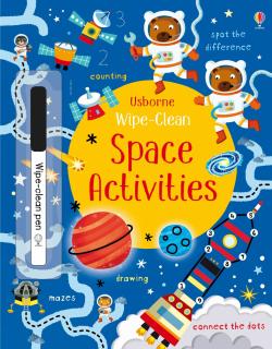 Carte de activitati scrie si sterge   Wipe-Clean Space Activities  , reutilizabila, Usborne