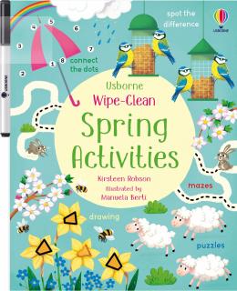 Carte de activitati scrie si sterge   Wipe-clean Spring Activities  , reutilizabila, Usborne