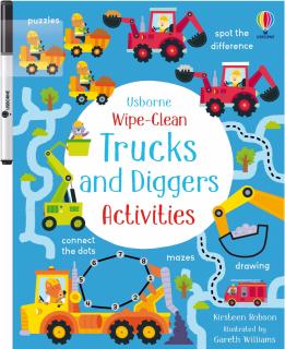 Carte de activitati scrie si sterge   Wipe-Clean Trucks and Diggers  , reutilizabila, Usborne
