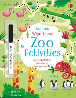 Carte de activitati scrie si sterge   Wipe-Clean Zoo Activities  , reutilizabila, Usborne