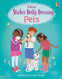 Carte de activitati   Sticker Dolly Dressing Pets  , format A4, Usborne