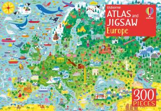 Puzzle + atlas Europa, 300 de piese,   Atlas and Jigsaw Europe  , Usborne