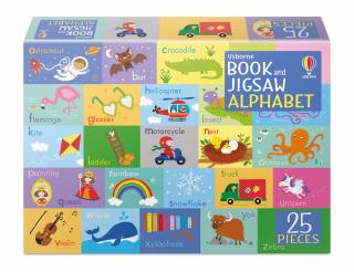Puzzle + carte Alfabetul, 25 de piese,   Book and Jigsaw Alphabet  , Usborne