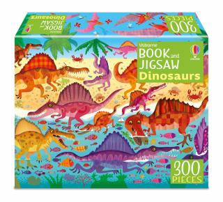 Puzzle + carte   Book and Jigsaw Dinosaurs  , 300 de piese, Usborne