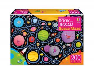 Puzzle + carte   Book and Jigsaw Space Maze  , 200 de piese, Usborne