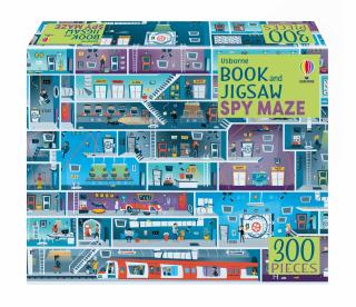 Puzzle + carte   Book and Jigsaw Spy Maze  , 300 de piese, Usborne