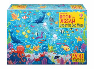 Puzzle + carte   Book and Jigsaw Under the Sea Maze  , 200 de piese, Usborne