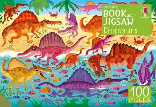 Puzzle + carte Dinozauri, 100 de piese,   Usborne Book and Jigsaw Dinosaurs  , Usborne