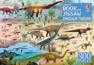 Puzzle + carte Dinozauri, 300 de piese,   Dinosaur Timeline  , Usborne