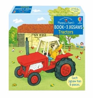 Set de 3 puzzle-uri + carte, 9 piese,   Poppy and Sam s Book and 3 Jigsaws: Tractors  , Usborne