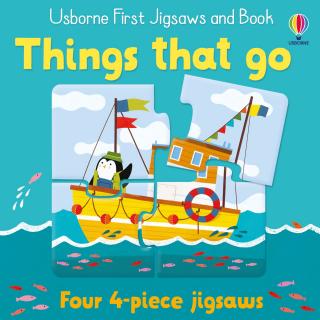 Set de 4 puzzle-uri + carte   First Jigsaws and Book: Things that go  , 4 piese, Usborne