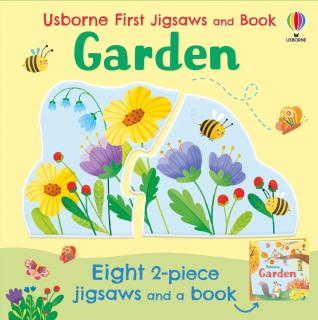 Set de 8 puzzle-uri + carte   First Jigsaws and Book: Garden  , 2 piese, Usborne