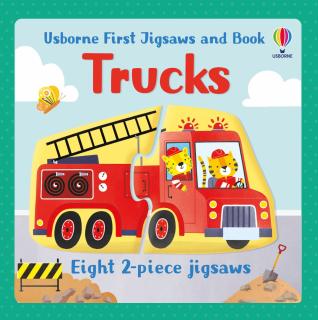 Set de 8 puzzle-uri + carte   First Jigsaws and Book: Trucks  , 2 piese, Usborne