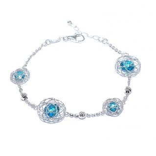 Bratara din aur alb de 14K cu topaz