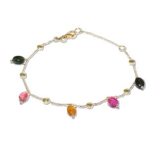 Bratara din aur galben de 14K cu  agate