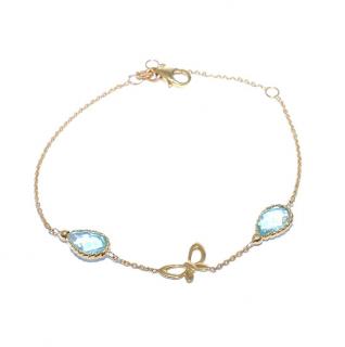 Bratara din aur galben de 14K cu topaz albastru