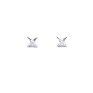 Cercei din aur alb de 14K cu diamant 0.16 ct