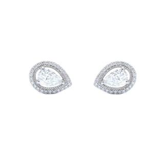 Cercei din aur alb de 14K cu diamant  creat in laborator 1.02 ct