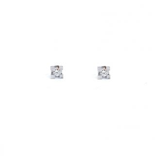 Cercei din aur alb de 18K cu diamant 0.13 ct