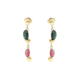 Cercei din aur galben de 14K cu agate