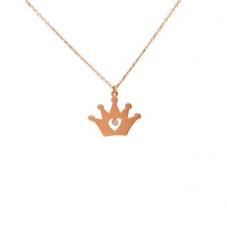 Colier din aur roz de 14K cu diamante 0.01 ct
