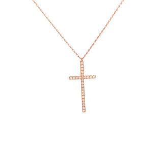 Cruce din aur galben de 14K  cu diamant alb 0.19 ct