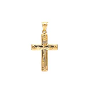 Cruce din aur galben  de 14K cu lisus
