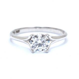 Inel de logodna din aur alb de 14K cu diamant creat in laborator de 0.72 ct