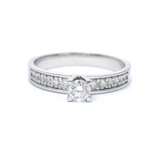 Inel de logodna din aur alb de 14K cu diamant de 0.30 ct