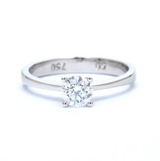 Inel de logodna din aur alb de 18K cu diamant creat in laborator de 0.52 ct