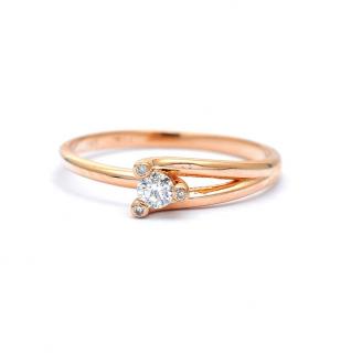 Inel de logodna din aur roz de 14K cu diamant de 0.13 ct