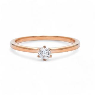 Inel de logodna din aur roz de 14K cu diamant de 0.20 ct